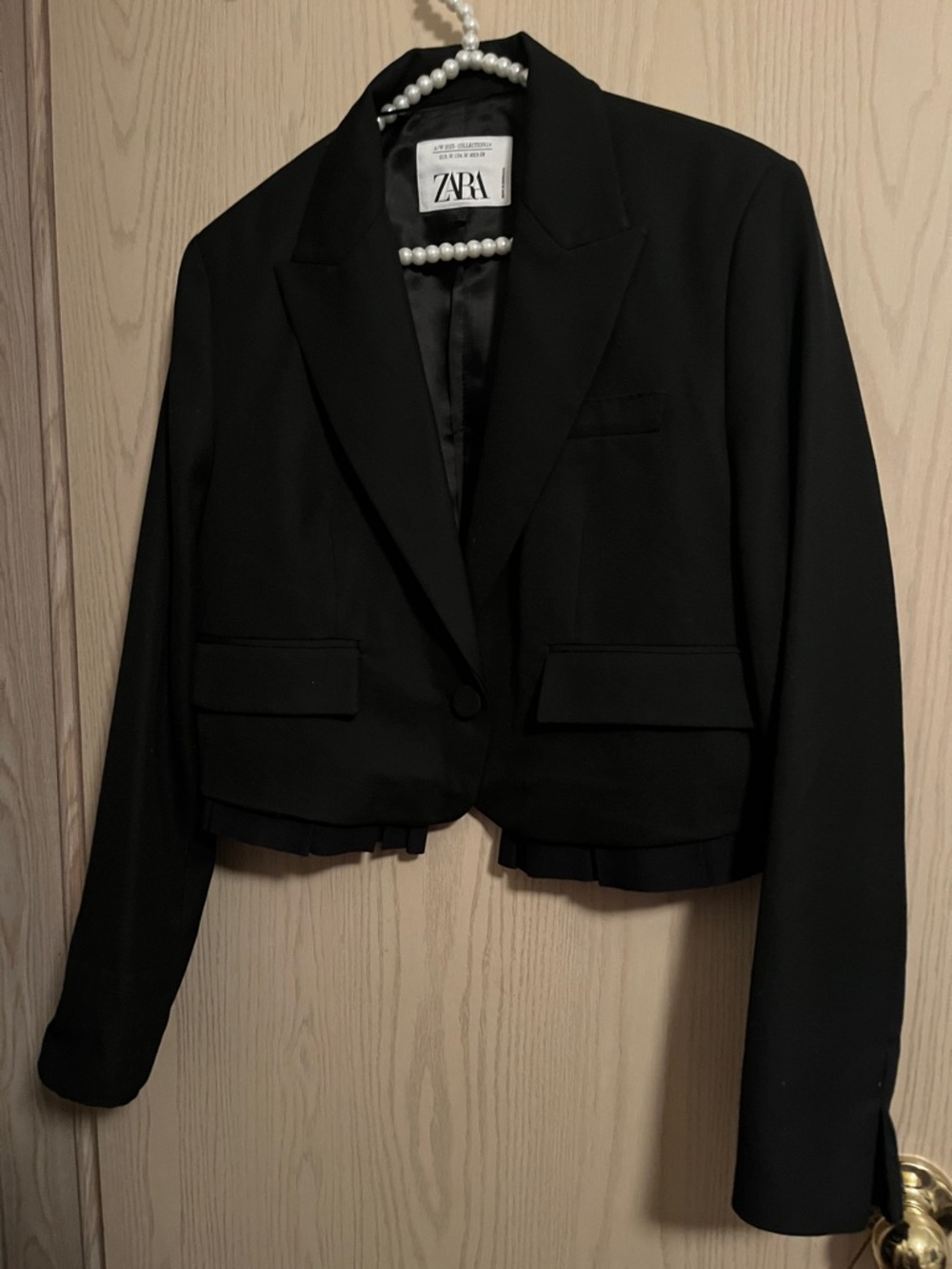 Zara Black Cropped Single-Button Blazer